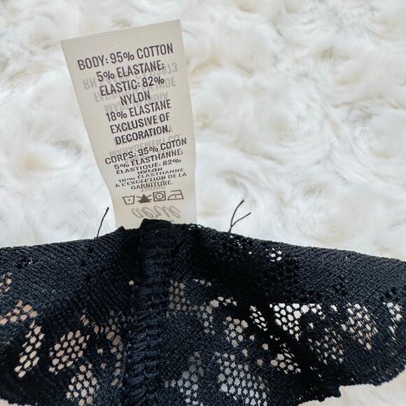 aerie black string thong tanga lace cotton underwear panties undies Small NEW - Picture 5 of 5